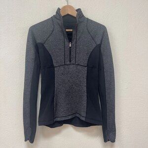Lululemon Run Inspire Top Jacket 1/2 Zip Pullover Women's Striped Black Gray 4